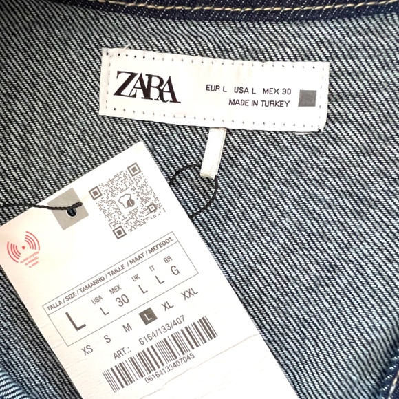ZARA Z1975 New Cropped Short Sleeve Denim Shirt - NWT! - L - Picture 10 of 13